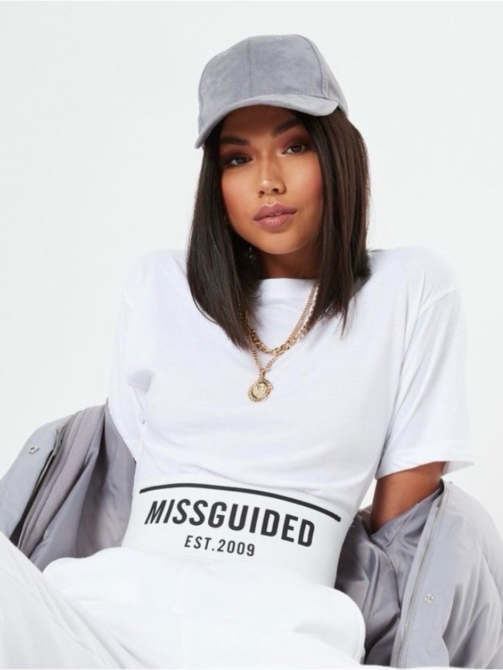 Lissy Roddy x Missguided White Graphic Band Crop Top